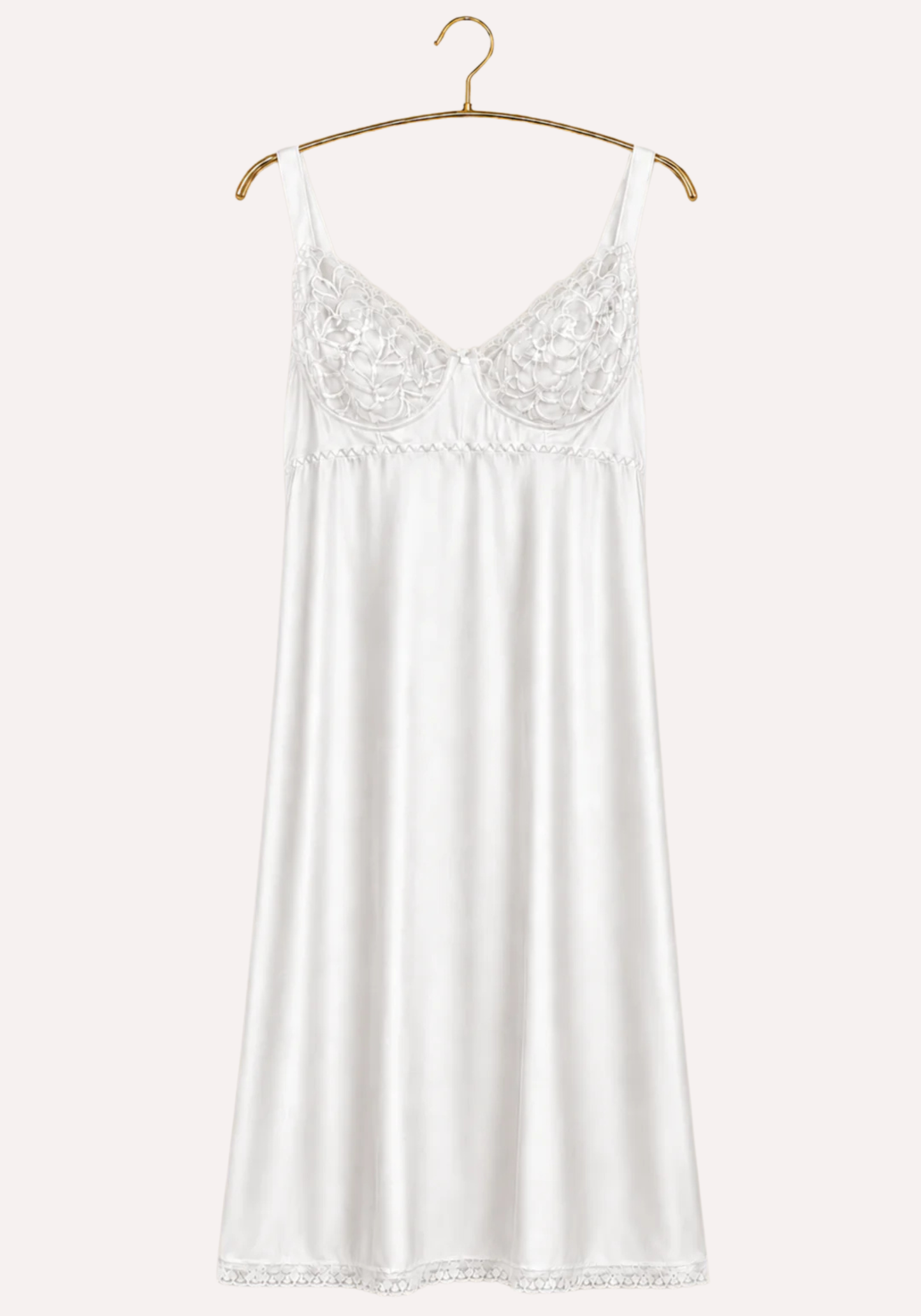 Short Slip: Wide Shoulder Strap Full Lace Unpadded Cup Short Under Slip