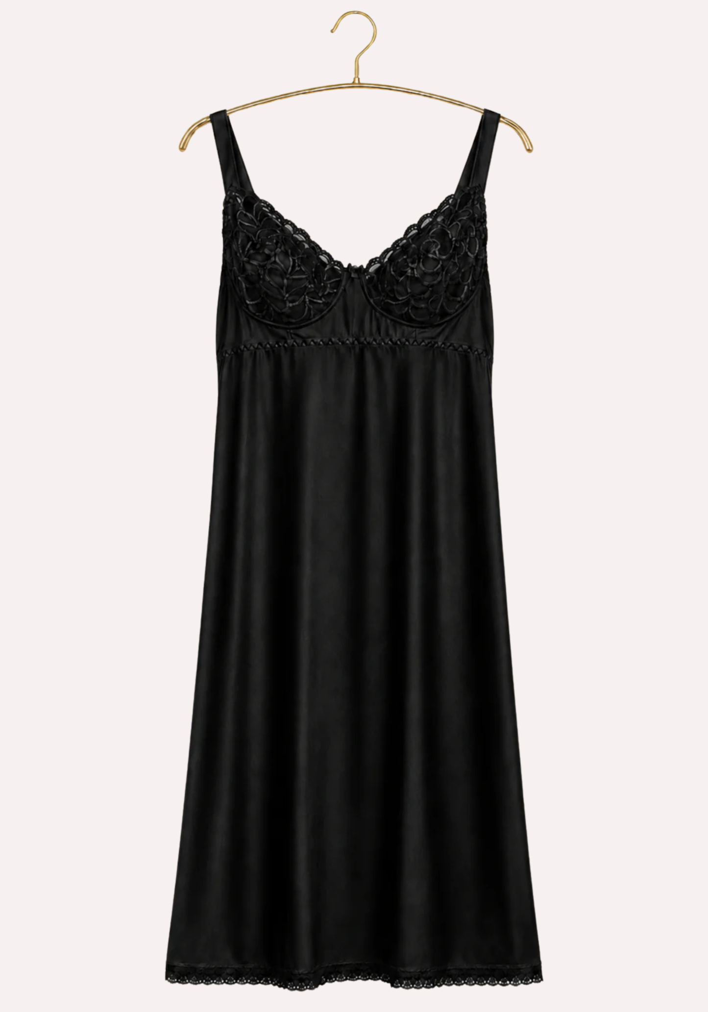 Short Slip: Wide Shoulder Strap Full Lace Unpadded Cup Short Under Slip