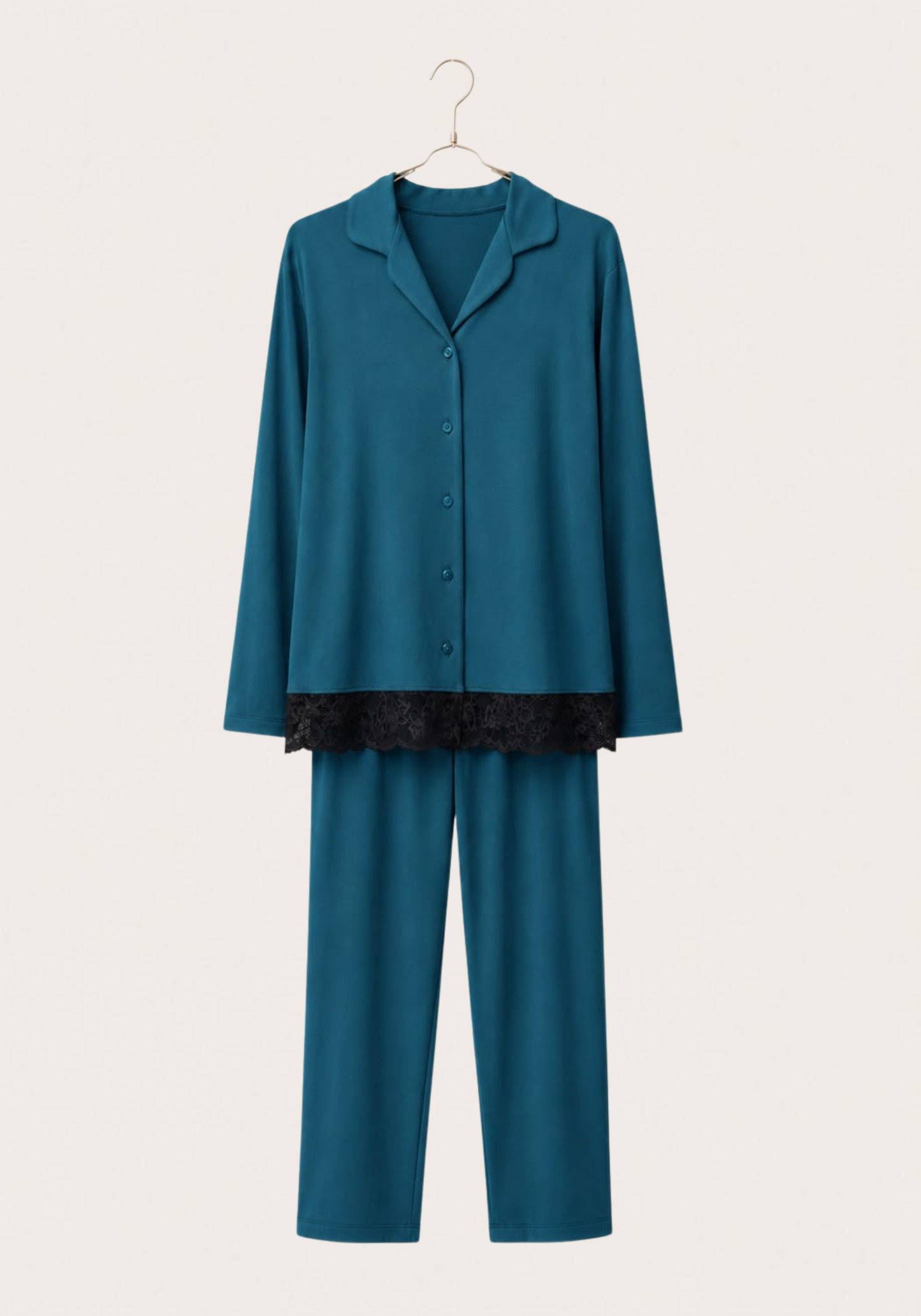 Long Sleeve Lace Collar Button Pajama