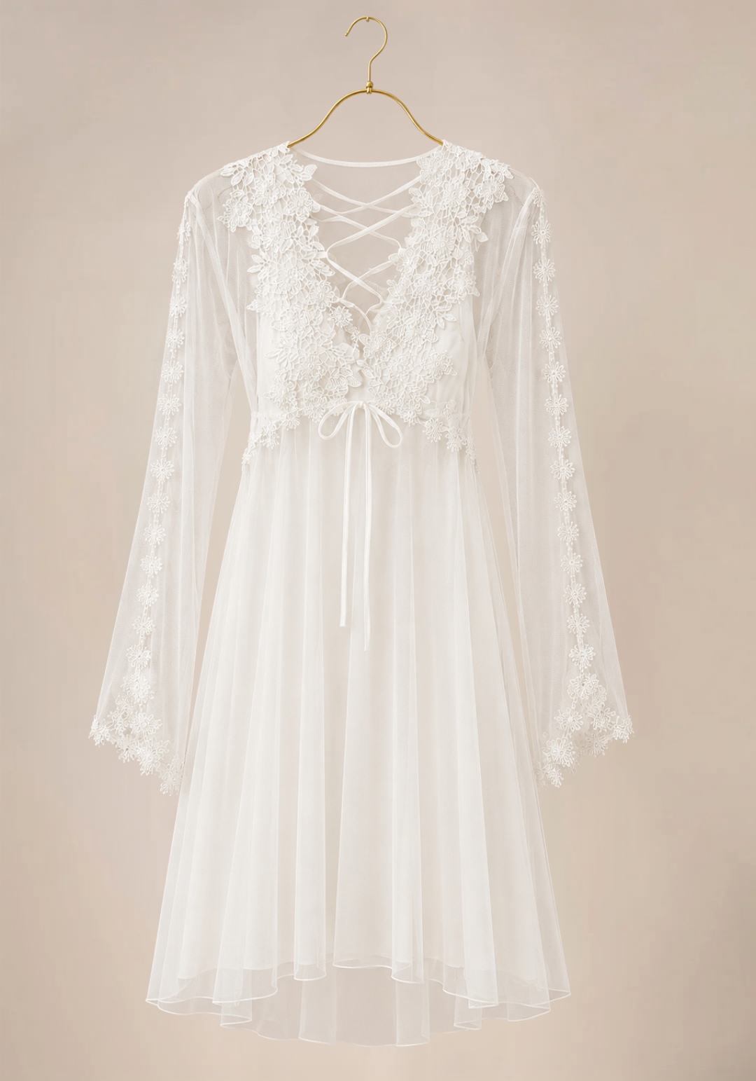 Bridal Short Night Gown And Robe Set With Lace