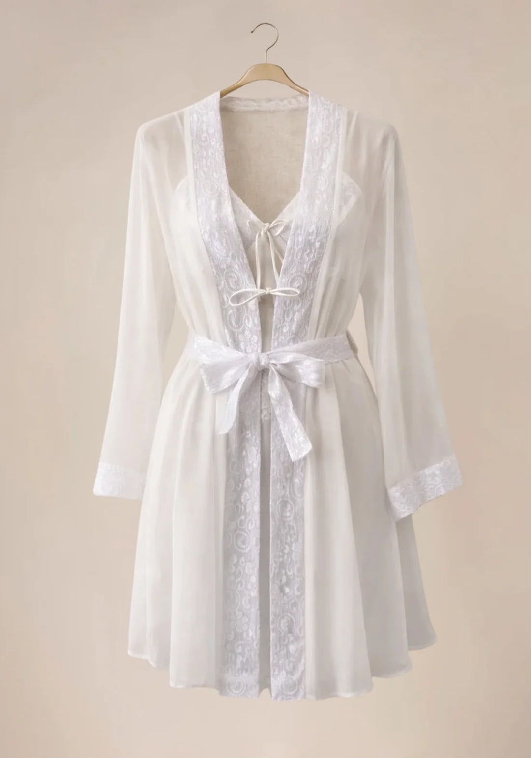 Bridal Schiffon Satin Short Robe Set