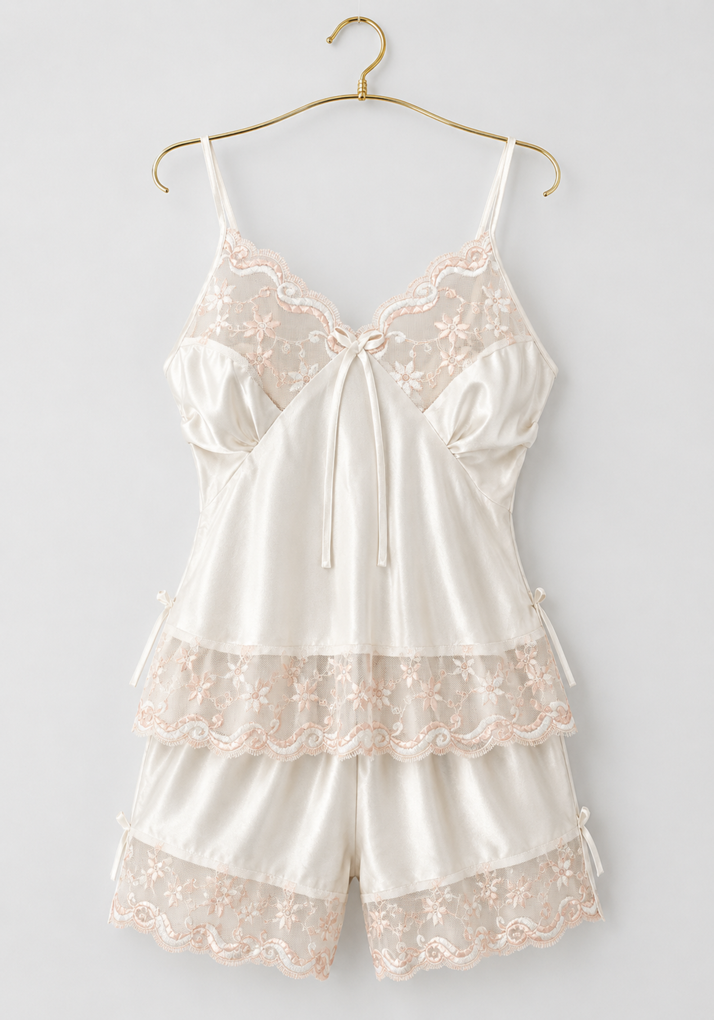 Cami Short Set: Shoulder Strap Satin Cami And Short Set