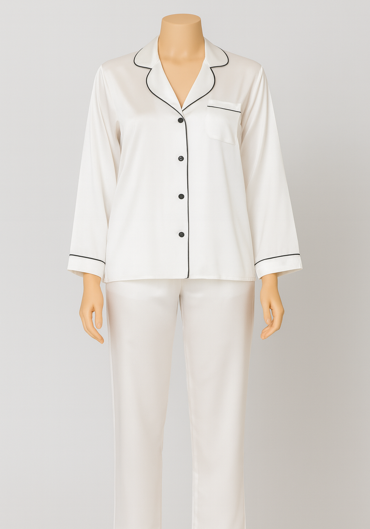 بيجامة بأكمام طويلة وأزرار وياقة S&amp;L