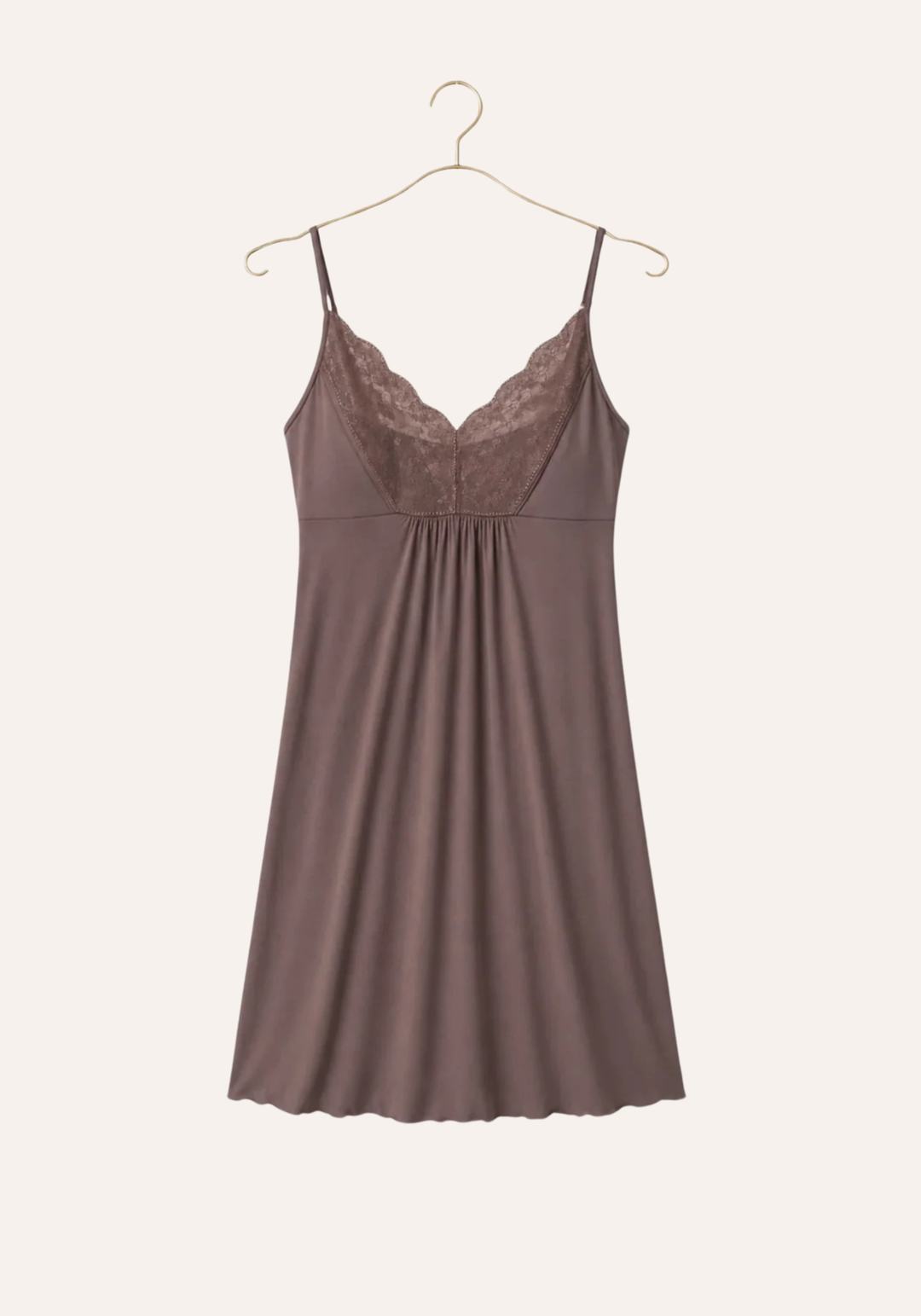 Plus Size Short Nighty: Shoulder Strap short nighty with lace detail