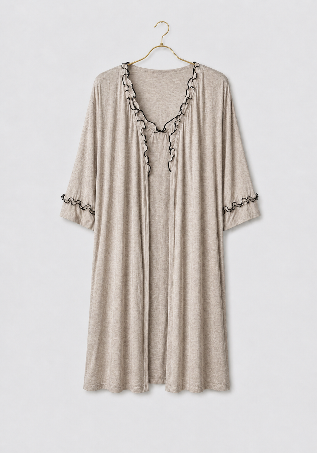 Plain Comfortable Viscose Lycra Shoulder Strap Soft Short Nighty And Robe Set