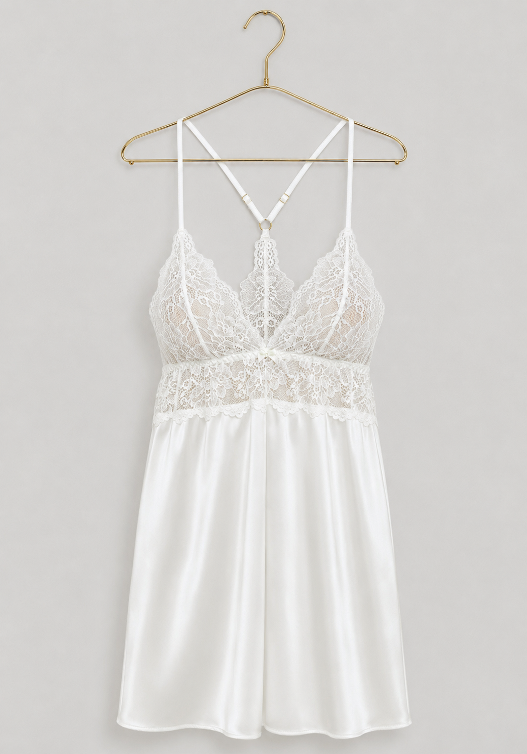 LNGR Bridal Satin Short Robe Set With Panty