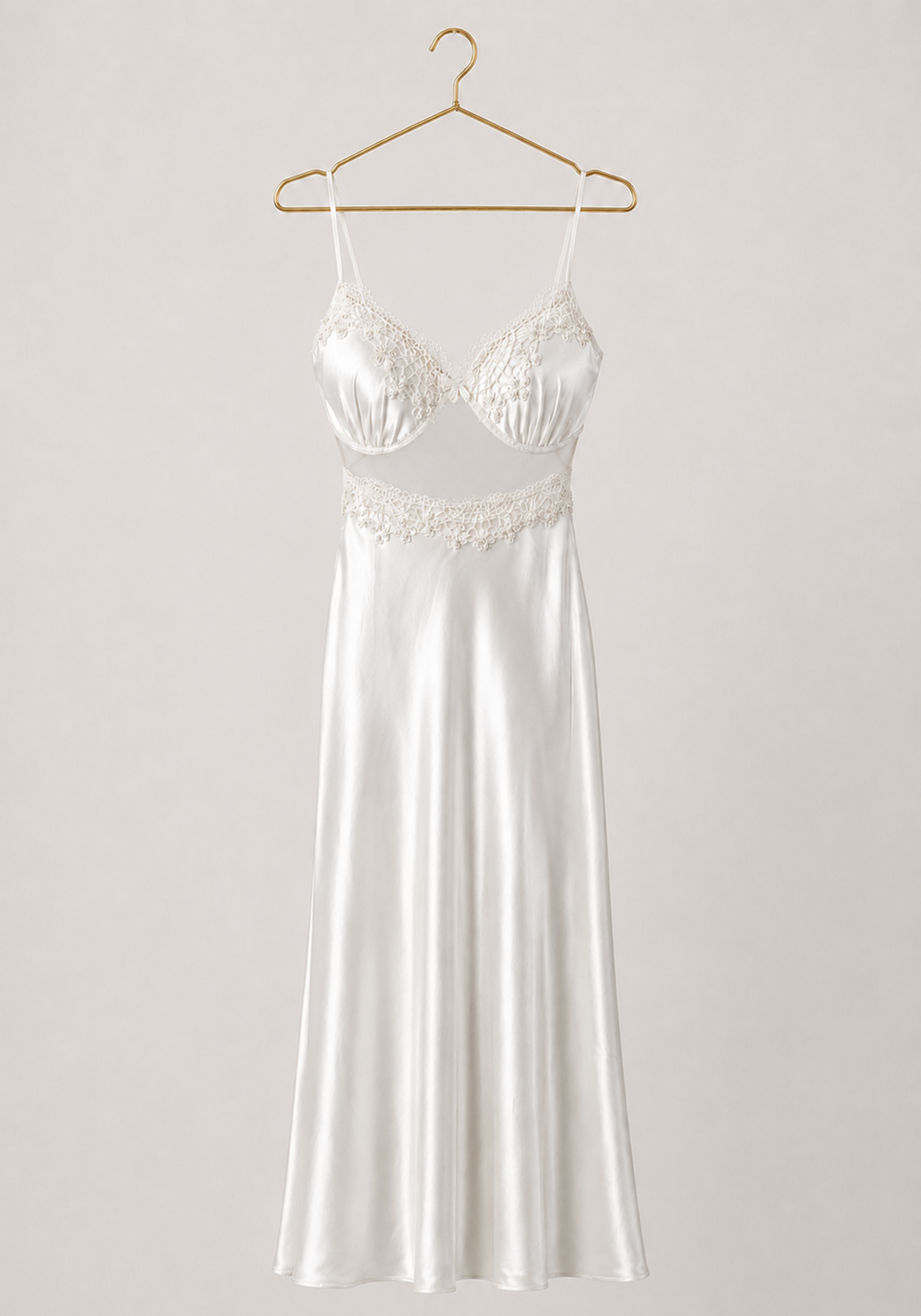 Bridal Long Night Gown And Robe Set With Lace