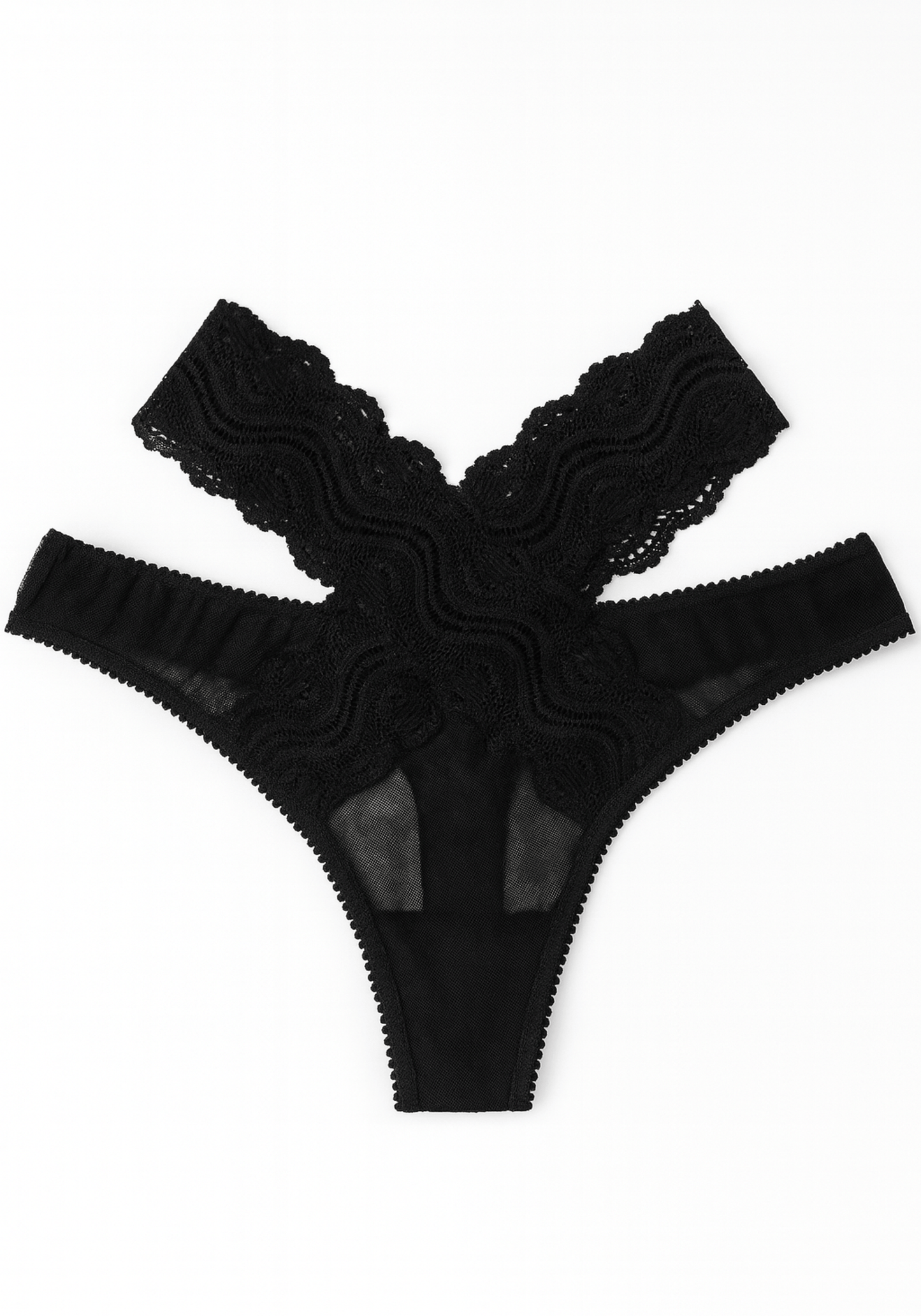 Front Back X-Lace Mesh Bikini