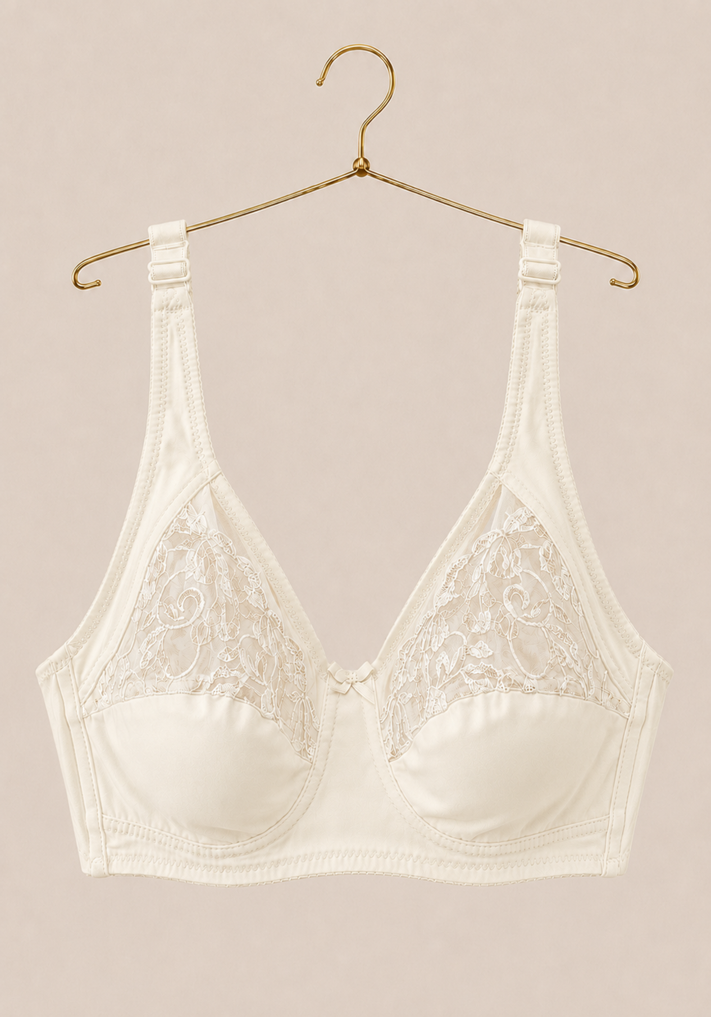 Basic Plus Size Bra: Daily Wide Strap Unpadded Half Laced Cup Bra