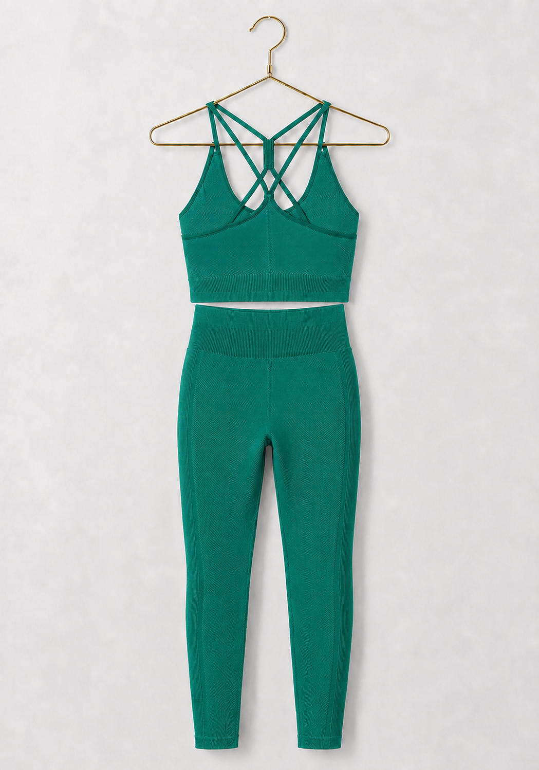 Sports Shaper Set: Shoulder Strap Sports Bra Top And Hi Waist Leggings Shaper