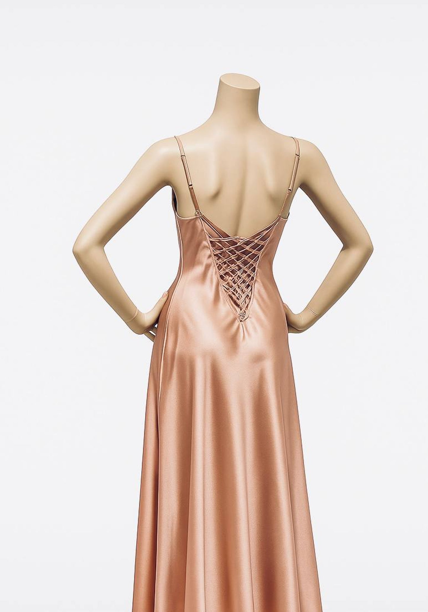 Satin Long Night Gown With Back Straps