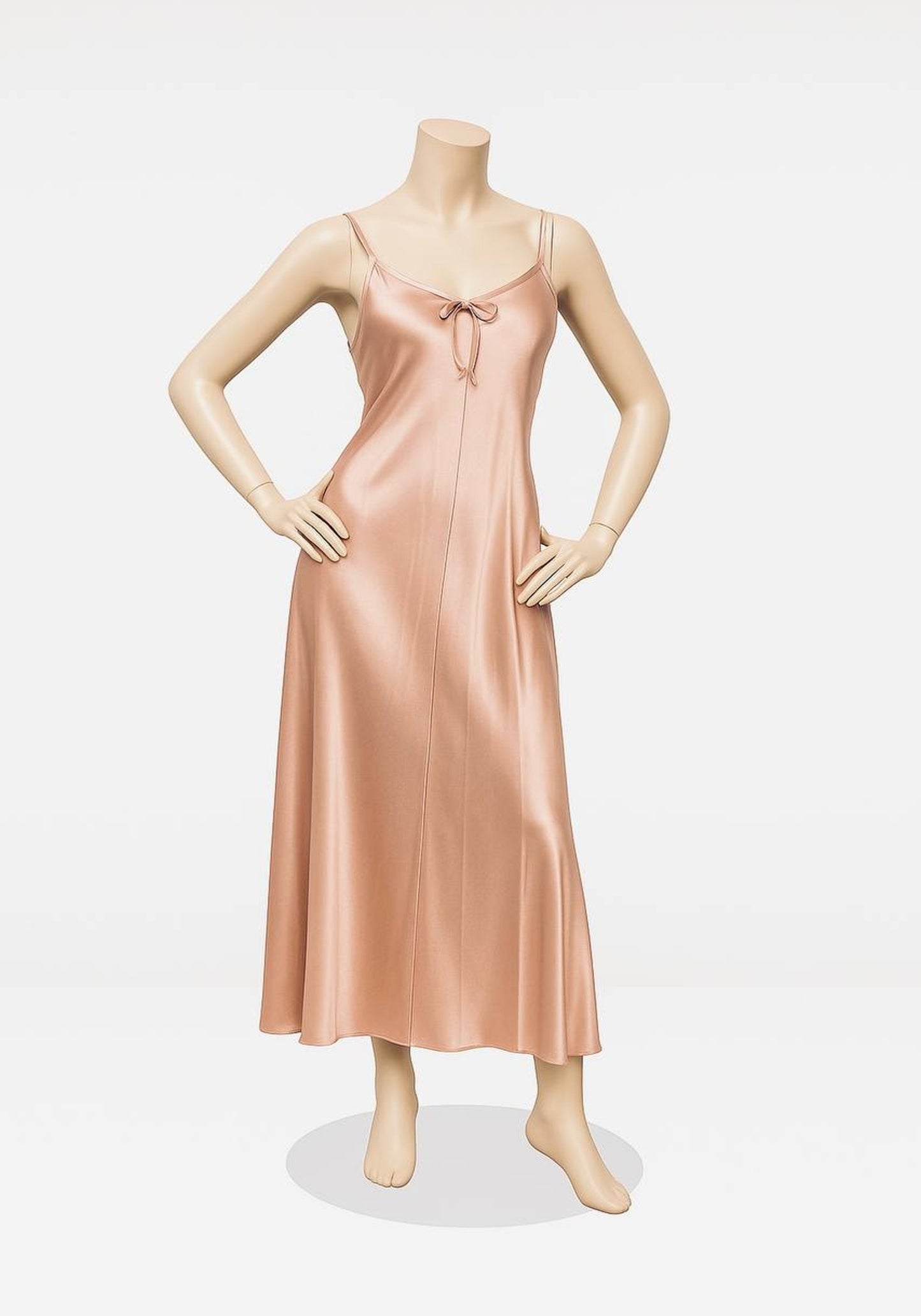 Satin Long Night Gown With Back Straps