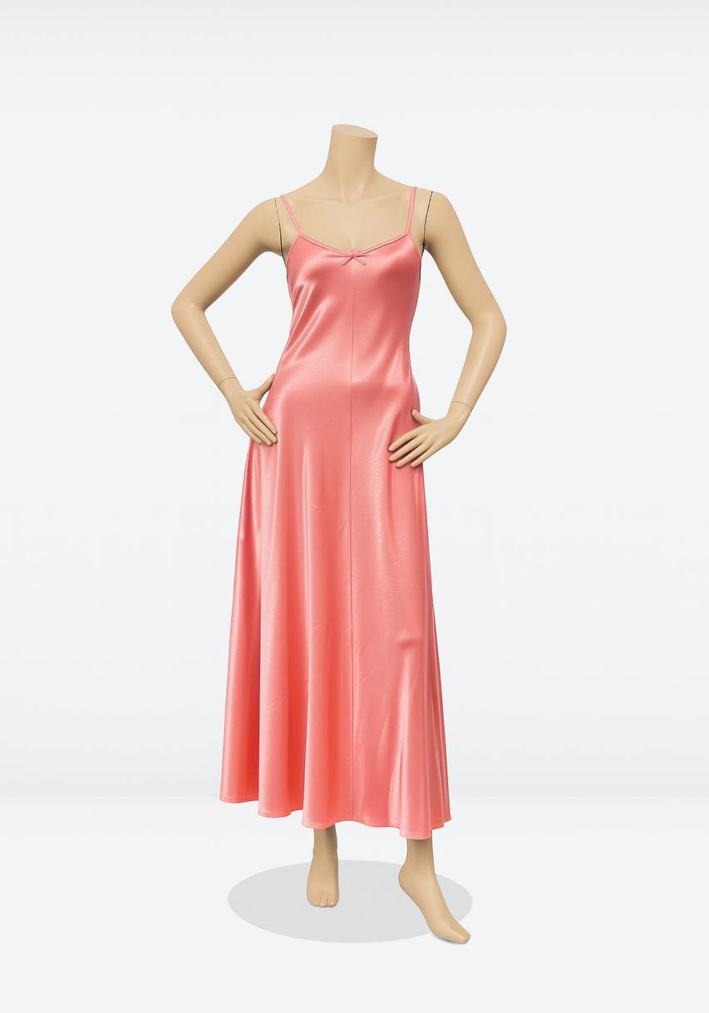 Satin Long Night Gown With Back Straps