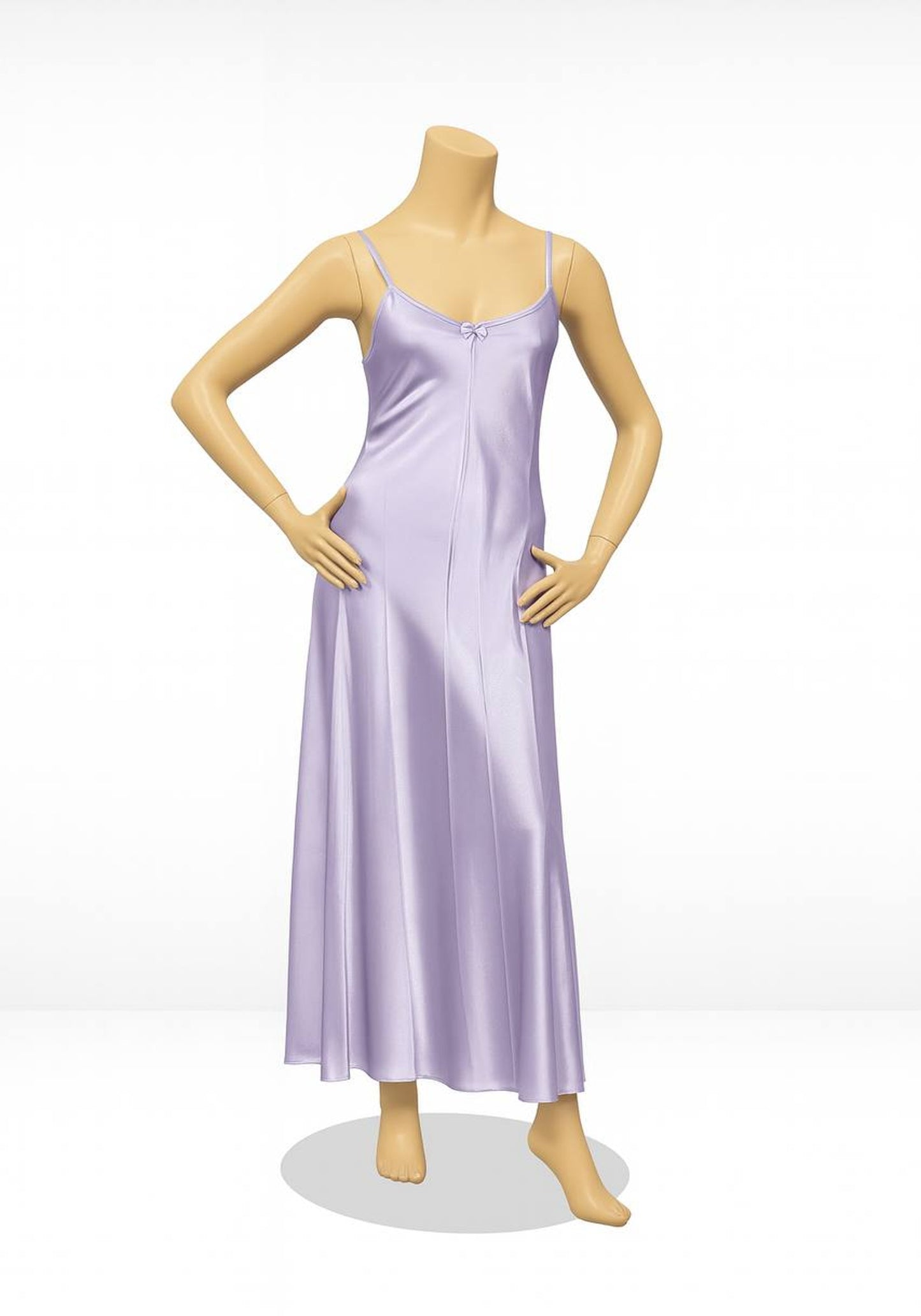 Satin Long Night Gown With Back Straps
