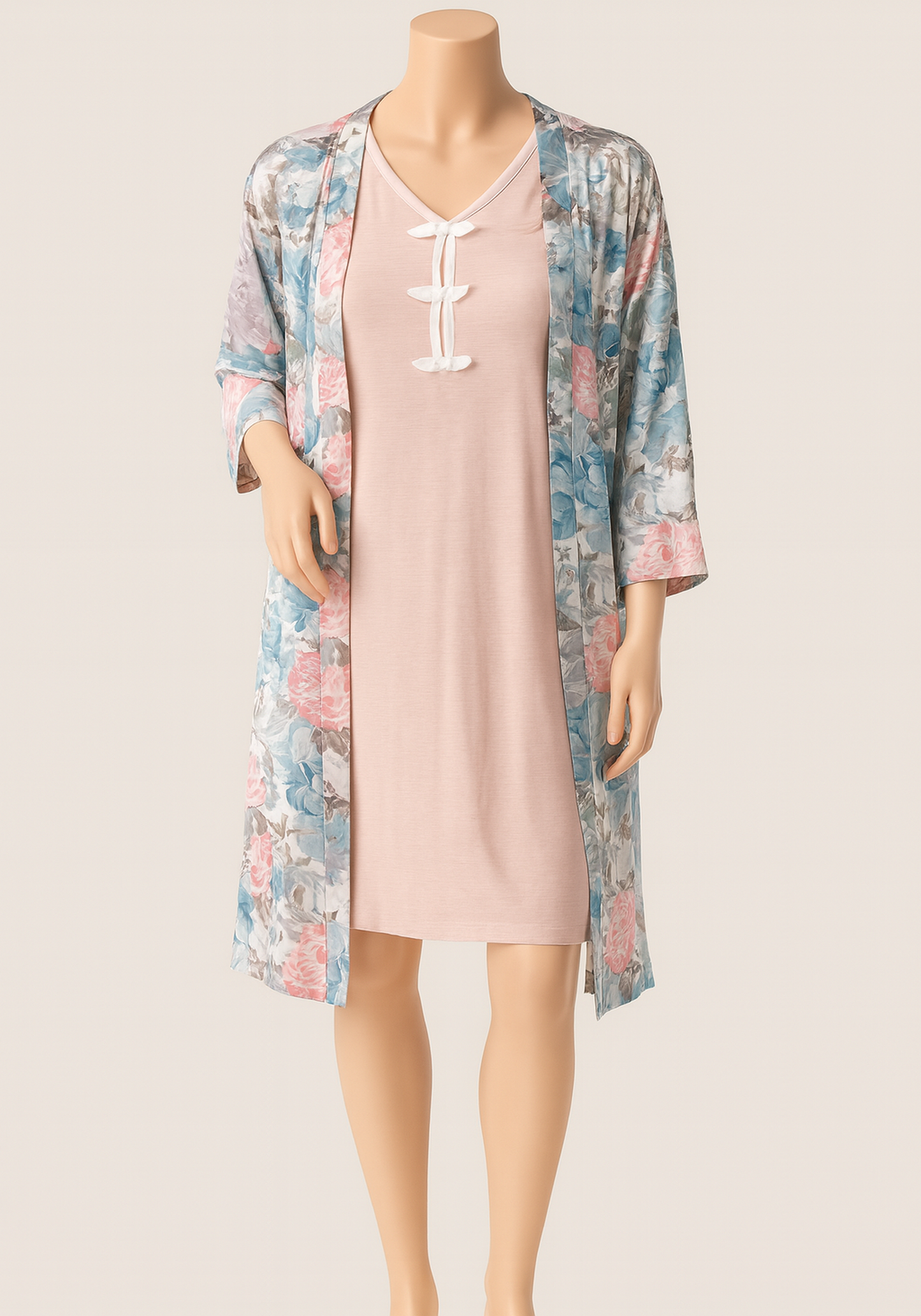 2 Piece Long Robe And Short Nighty Set