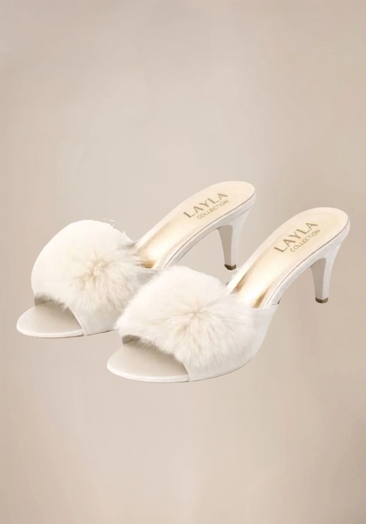 8Cm Heel With Furr Slippers