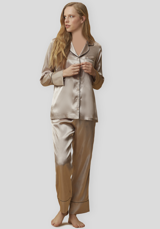 LNGR Satin Collar Button Pajama