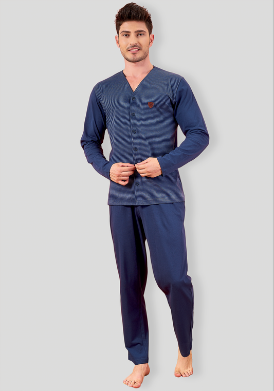 Men Button Long Sleeve Pajama
