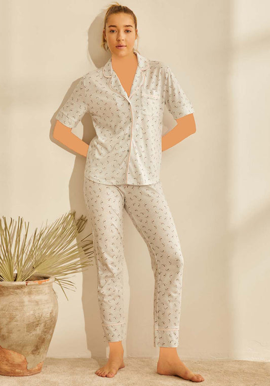 S&L Wheat Collar Button Pajama