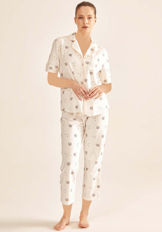 S&L Bear Collar Button Pajama