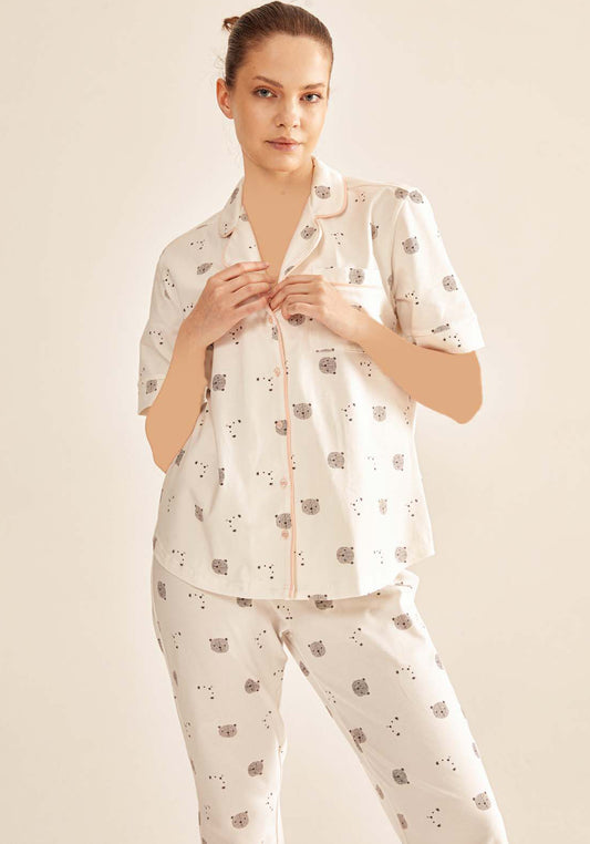S&L Bear Collar Button Pajama