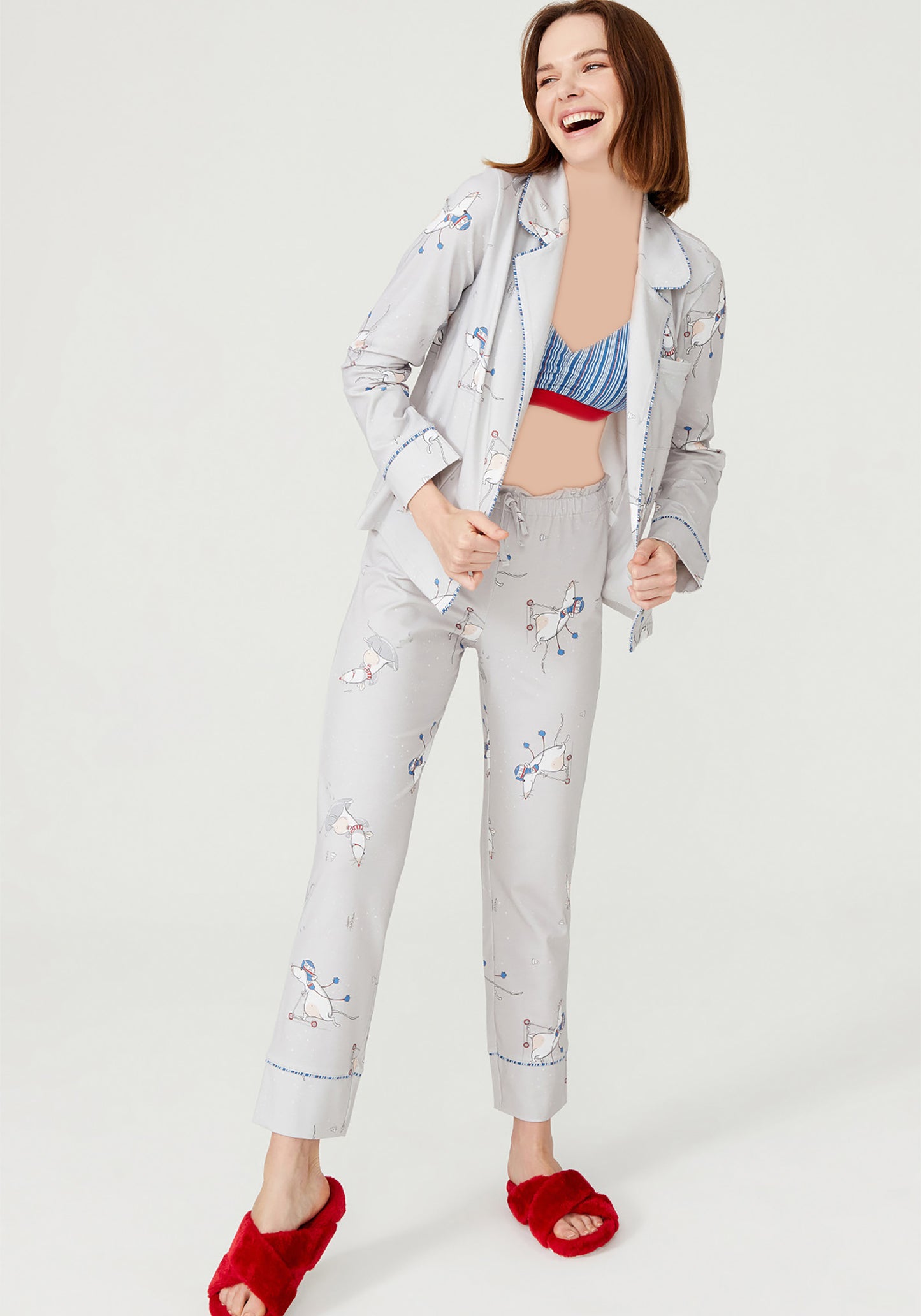 S&L Collar Button Long Sleeve Pajama