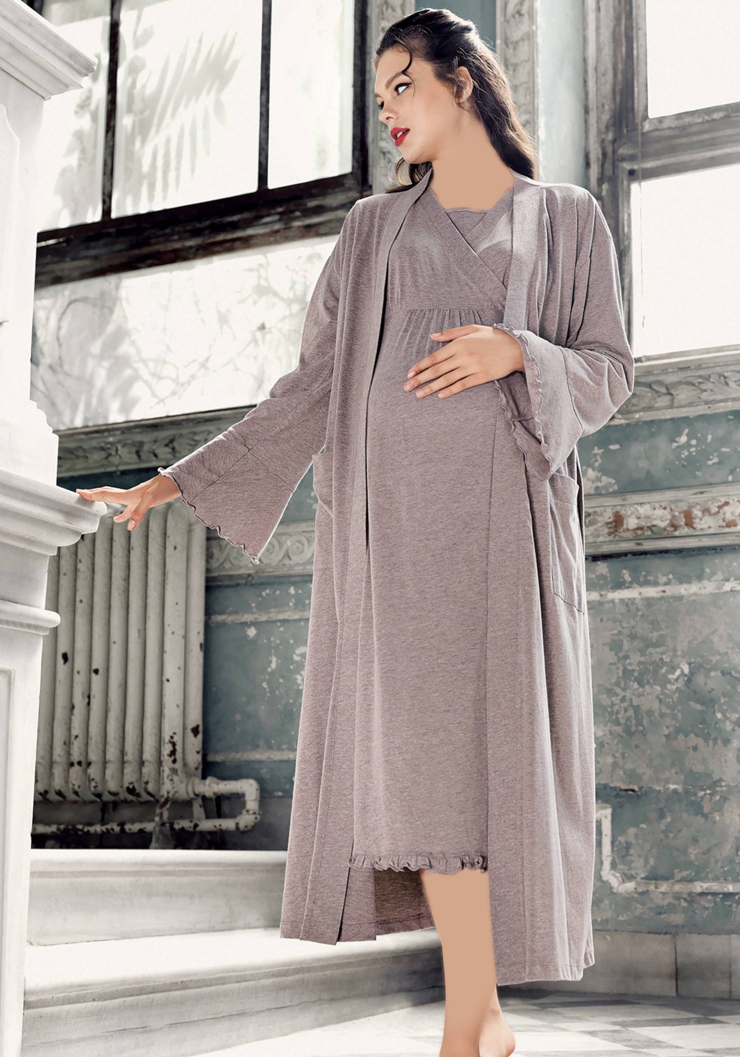 طقم رداء طويل للأمومة