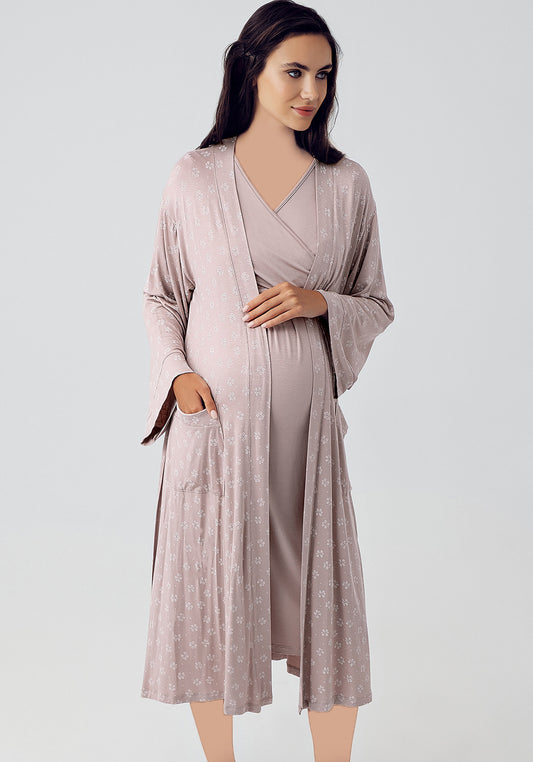 Maternal 2 Piece Robe Night Gown