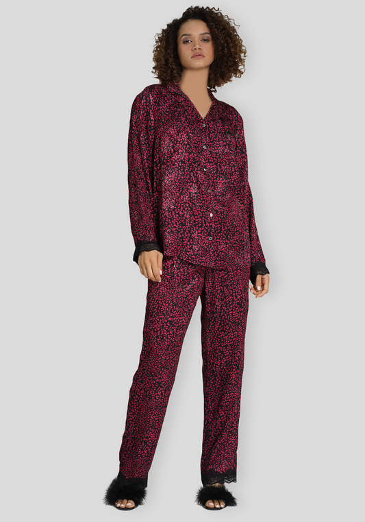 LNGR Satin Button Long Sleeve Pajama